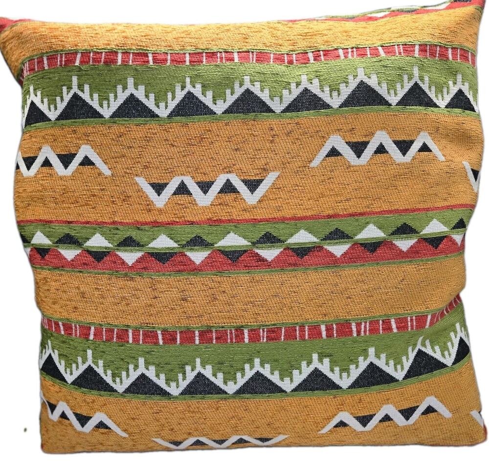 Global Tribal Accent Pillow 22x22" South African Tapestry NEW Geometric Orange